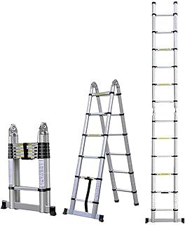 5 m Telescopic Ladder Made Aluminium Ladder Aluminium Ladder Multi-Purpose Ladder Telescopic Design Maximum Load 150 kg Silver