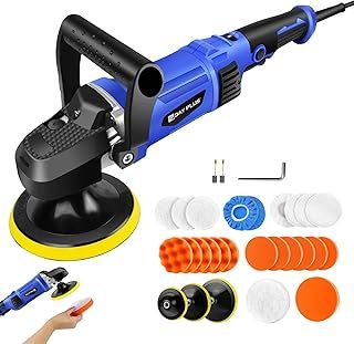 Car Polisher, Electric Car Polisher with 2 Battery Packs and Charger, 8 Variable Speeds 2800-5500RPM, Electronic Display, Rotary Polishing Machines with Sanding Buffing Pads Waxing Cleaning Kit