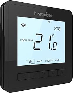 Heatmiser NeoAir V3 Smart Wireless Programmable Room Thermostat for Use with RF Switch UH8-RF NeoHub (Carbon Black)