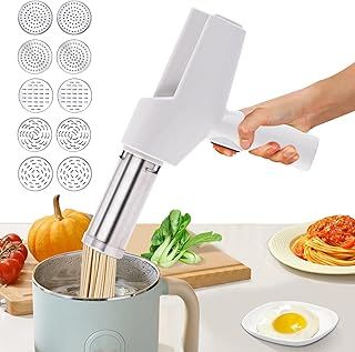 YUCHENGTECH Handheld Electric Pasta Maker with 10 Pasta Discs Portable Electric Noodle Maker Handheld Automatic Pasta Maker Machine Homemade Spaghetti Maker Machine 220V