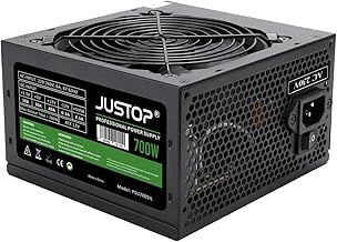 JUSTOP Black 700W PSU, Switching Power Supply, Computer Desktop PC ATX 120mm Fan 8-Pin 12V, 6+2 Pin PCI-E, 6x SATA (700W)