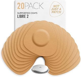 Freestyle Libre 2 Sensor Covers (20 Pack) Lingo CGM Patches for Freestyle Libre 2 - Water Resistant & Durable for 10-14 Days - Pre-Cut in Beige