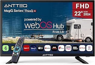 12 Volt 22 Inch FHD Smart TV, WebOS MagiQ With ThinQ AI Voice Magic Remote, BBC Freeview Netflix Airplay, Works With Alexa, Small Travel Television for Motorhome Campervan 2024 Black