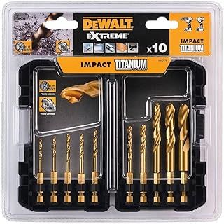 Dewalt DT50050-QZ DT50050-QZ-Juego de 10 Brocas Impact Torsion Titanium, Gold-schwarz