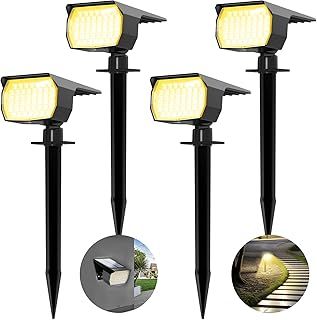 Solar Spot Lights, 46 LED Outdoor, IP65 Waterproof, Warm White, 3 Modes, Solar Powered, Yard Driveway Porch Walkway【4 Pack】