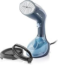 Minky Handheld Garment Steamer, Steam Pro+ Range, Clothes Steamer Handheld, Travel Steamer, Travel Iron, 250ml Water Tank, 30 Second Fast Heat-Up Time, 1500W, 2 in 1 Fabric and Lint Brush, Blue
