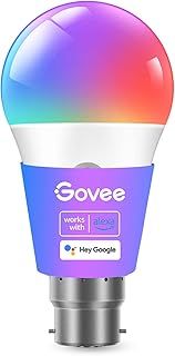 Govee RGBWW Smart Bulb, WiFi LED Light Bulb B22, 9W, 800LM, Music Sync, 16 Million Colors, 54 Scenes, Work with Alexa & Google Assistant, 1 Pack