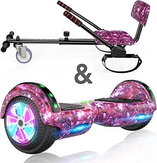 Hoverboard go Kart Seat, 6.5 Inches Hoverboard Hoverkart with LED Lights and Bluetooth Speaker, Hoverboard Go Kart Bundle for Kids Boys Girls