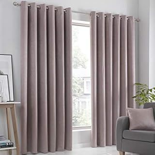 Fusion Strata Woven Eyelet Lined Curtains, Blush, 46 x 72 Inch, 100% Polyester, W117cm (46") x D183cm (72")