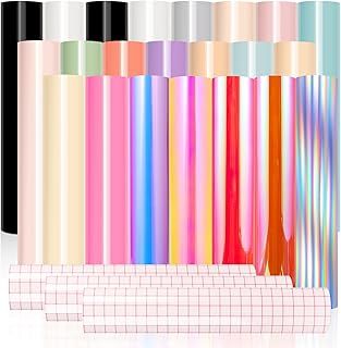 Glossy Permanent Adhesive Vinyl Pack 12''x12'' 25 Sheets/Pack Assorted Colors Craft Vinyl for Mug, Cup, Window & Home Deco,and Other DIY Projects