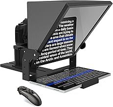 ILOKNZI Aluminum Alloy 16 Inch Teleprompter with Remote Control and Free Teleprompter APP Compatible with iOS/Android, Work with Camera, Online Meeting, Video Recorder