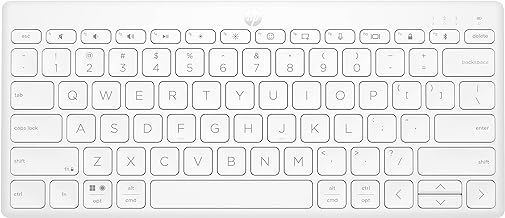 HP 350 Compact Bluetooth Keyboard, White, Connect up to 3 Devices via Bluetooth 5.2, Multi-OS, with SMART Shortcuts, Dictation and Emoji Keys, 2 Years Battery, Made from 60% Recycled Materials