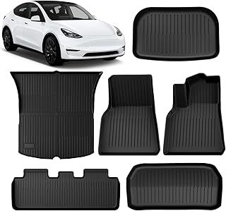 GEARCELL 6PCS Floor Mats Full Set Fit For Tesla Model Y 2021 2022 2023 2024,TPE Heavy Duty, Waterproof Easy Clean