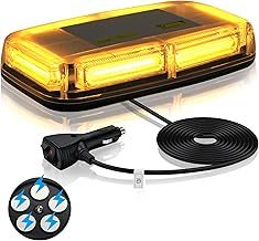 eSynic 6-COB LED Beacon 10.8" Magnetic Amber Flashing Beacon Light Strobe Lights Car Roof Top Waterproof Emergency Warning Light 12V-24V With 7 Flash Modes 5M Power Cable for Car Van Truck Vehicles