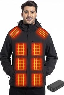 Mimo Style Waterproof Heated Jacket, 3 in 1 Adjustable heated coat with 20000mAh Power Bank, Detachable Inner Fleece & Many Pockets Heating Jacket for Hiking Outdoors