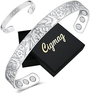 9X Lymphatic Drainage Copper Bracelet for Women Ultra Strength Magnet Solid Pure Copper Magnetic Bracelet Adjustable Cuff Bangle with Present Box (Crystal Plum Pattern)