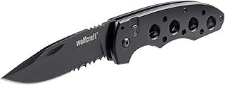 Wolfcraft Leisure Knife with Folding Blade I 4289000 I Versatile leisure knife for hobby and camping - 75 mm blade with serrated cutting edge