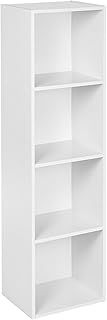 1, 2, 3, 4 Tier Wooden Bookcase Shelving Display Storage Wood Shelf Shelves Unit (4 Tier, White)