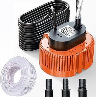 3000L/H Submersible Water Pump, Powerful Portable Water Pump(75W) with 5m Drainage Hose & 7.5m Upgraded Power Cord for Swimming Pools, Fish Tank, Pond,3 Nozzles (Orange)
