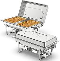Pack of 2 Chafing Dish Buffet Set, 9L Rectangular Stainless Steel Catering Servers with Food Containers, Half Size, Food Warmer with Foldable Frame for Parties, Weddings, Dinners, Buffet