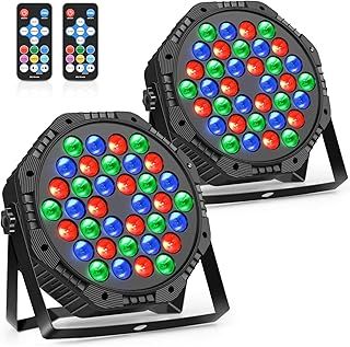 2PCS LED Par Light, RGB 36 LED 72W Stage Light Sound Activated DMX Control, 7 Modes Uplighting Lights with Remote Control Stage Lighting, DJ Par Party Lights for Club KTV Disco Party