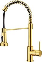 FORIOUS Black Kitchen Tap, Spring Kitchen Sink Mixer Taps, Commercial Faucet Single Handle Lever, High Arc Swivel 360 with 2 Spray Mode