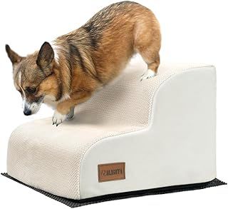 ULIGOTA Dog Steps for Bed, 2-Step Ladder for Small Dogs & Cats, High Density Foam Pet Stairs for Couch, Pet Steps for Older Dogs/Cats with Joint Pain, Dog Ramp Stairs for Bed/Couch