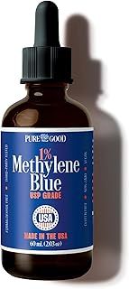 Pharmaceutical Grade Methylene Blue 1% (60 mL), USP-Grade, Alcohol & Formaldehyde Free in Amber Dropper Bottle