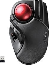 ELECOM HUGE Trackball Mouse, 2.4GHz Wireless, Finger Control, 8-Button Function, Palm Rest Attached, 52mm Smooth Red Ball, Windows11, MacOS (M-HT1DRBK)