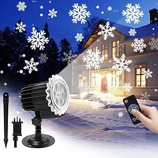 Christmas LED Projector Lights, Snowflake Projector with Remote Control, Waterproof Christmas Lights Outdoor Indoor, Home Decorations for Christmas Xmas Party Wedding