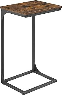 VASAGLE C-Shaped Side Table, Bedside Table, Sofa Side Table, with Metal Frame, Industrial, for Living Room, Bedroom, Rustic Brown and Black LET353B01