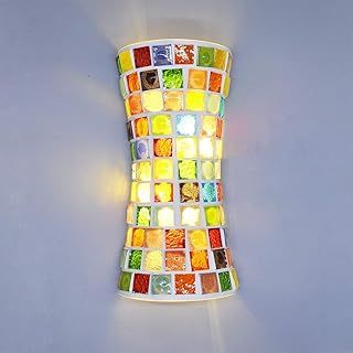 Modern Bohemia Style Stained Glass Wall LED Light(33cm) UP and Down Double Light for Stair Bedroom Living Room Surface Mounted Sconces 220V Moroccan Arabian Oriental Style l Handmade