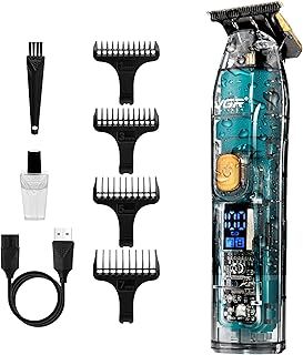 VGR Beard Trimmer for Men Rechargeable Cordless Hair Clippers - IPX7 Waterproof - 180 Min Battery - Precision Ceramic Blades - Facial Electric Shaver Grooming Kit for Stubble, Sideburns, Bald Head