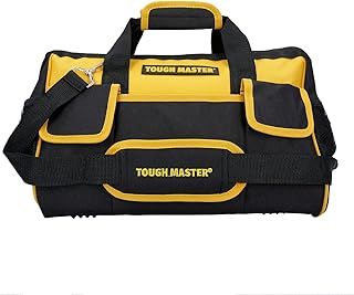 Tool Bag 16" Inch Heavy Duty Large Nylon Smart Tool Storage Bag Organiser 8 Outer & 19 Inner Side Pockets with Removeable/Adjustable Shoulder Strap TOUGH MASTER