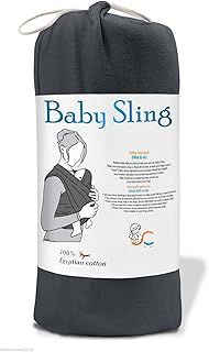 Baby Sling Stretchy Wrap Carrier Pouch Extra Soft and Lightweight Breastfeeding - Birth to 3Yrs (Slate Grey)