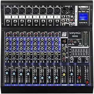 Weymic MX-80 Professional Mixer (8-Channel) for Recording DJ Stage Karaoke DSP Effector w/USB Drive for Recording Input, XLR Microphone Jack, 48V Power, RCA Output