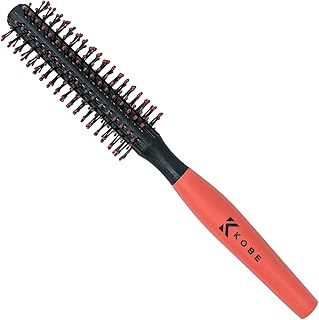 Kobe Professional Quiff Roller Round Hair Brush with Red Rubber Grip Handle - Slick Back & Curly Hair Brush, Ideal for Men & Barbers