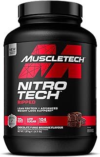 MuscleTech NitroTech Ripped Lean Protein Powder, Weightloss Support, Whey Isolate Protein Powder With Lean Biome, Protien Shake For Men & Women, Zero Sugar, 61 Servings, 1.8kg, Chocolate Fudge Brownie