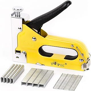 Upholstery Staple Gun Heavy Duty, TOPEC 3-in-1 Stapler Gun with 600 Staples, Manual Brad Nailer Power Adjustment Stapler Gun for Wood, Crafts, Carpentry, Decoration DIY