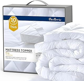 Mattress Topper Kingsize Bed 4 Inches Thick - Soft & Fluffy Quilted King Size Mattress Toppers - Hypoallergenic Mattress Toppers with Elastic Straps
