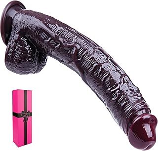 12 Inch Giant Thick G-Spot Dildo with Strong Suction Cup, Black Soft Silicone Realistic Long Anal Dildo for Men and Women, Huge Large XXL Penis Extra-Large Wide Dildos Adult Sex Toy for Gay Couples