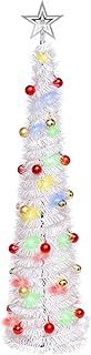 JUNIOO 1.5M/5FT Collapsible Artificial Christmas Tree, Pop-up Christmas Tree with 30pcs Balls and Silver Tree Top Star for Family Gathering Xmas Tree Indoor and Outdoor Christmas Decoration(White)