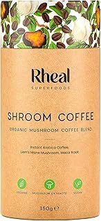 Rheal Shroom Coffee 150g | 60 Servings | Contains 50mg Caffeine Per Cup | Made with Organic Colombian Instant Arabica Coffee & Lion's Mane | 100% Organic & Gluten Free | Plant Based | Certified B Corp