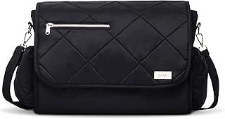 Nappy Changing Bag - Convenient Black Stylish Multifunctional Baby Bag For Mum and Dad- Baby Travel Bag With Detachable Changing Mat