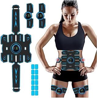 Abs Trainer, EMS Training Device, Abdominal Muscle Trainer, Abdominal Trainer with 8 Modes & 19 Intensities, Portable Muscle Stimulator, for Abdomen, Arm, Leg Fitness Training