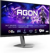 AOC AGON AG276QZD2 - 27 inch QHD Gaming Monitor, QD- OLED, 0.03ms, HDR400, Height Adjustable Esports Base, RGB Lighting, USB Hub (2560 x 1440, HDMI 2.0 / DP 1.4 / USB 3.2)
