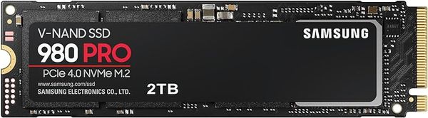 Samsung 980 PRO M.2 NVMe SSD (MZ-V8P2T0BW), 2 TB, PCIe 4.0, 7,000 MB/s Read, 5,000 MB/s Write, Internal Solid State Drive