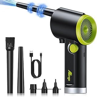 ATEngeus Compressed Air Duster, Stepless Speed Electric Air Duster, Handheld Cordless Air Duster, Rechargeable Air Cans, Keyboard Cleaner, Portable Air Blower for Computer, Car, Pet House