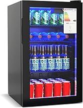 Panana Under Counter Beer & Drinks Fridge-90L Capacity,Holds up to 115 Cans, Premium Temperature Performance (2℃ to 15℃), Full Length Low-E Glass, Removable Shelves, LED Light, Low Noise(Black)