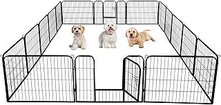 Extra Large Pet Playpen 16 Panel Foldable Puppy Dog Pen for Small Animals Metal Exercise Fence Run Cage 60cm High Black